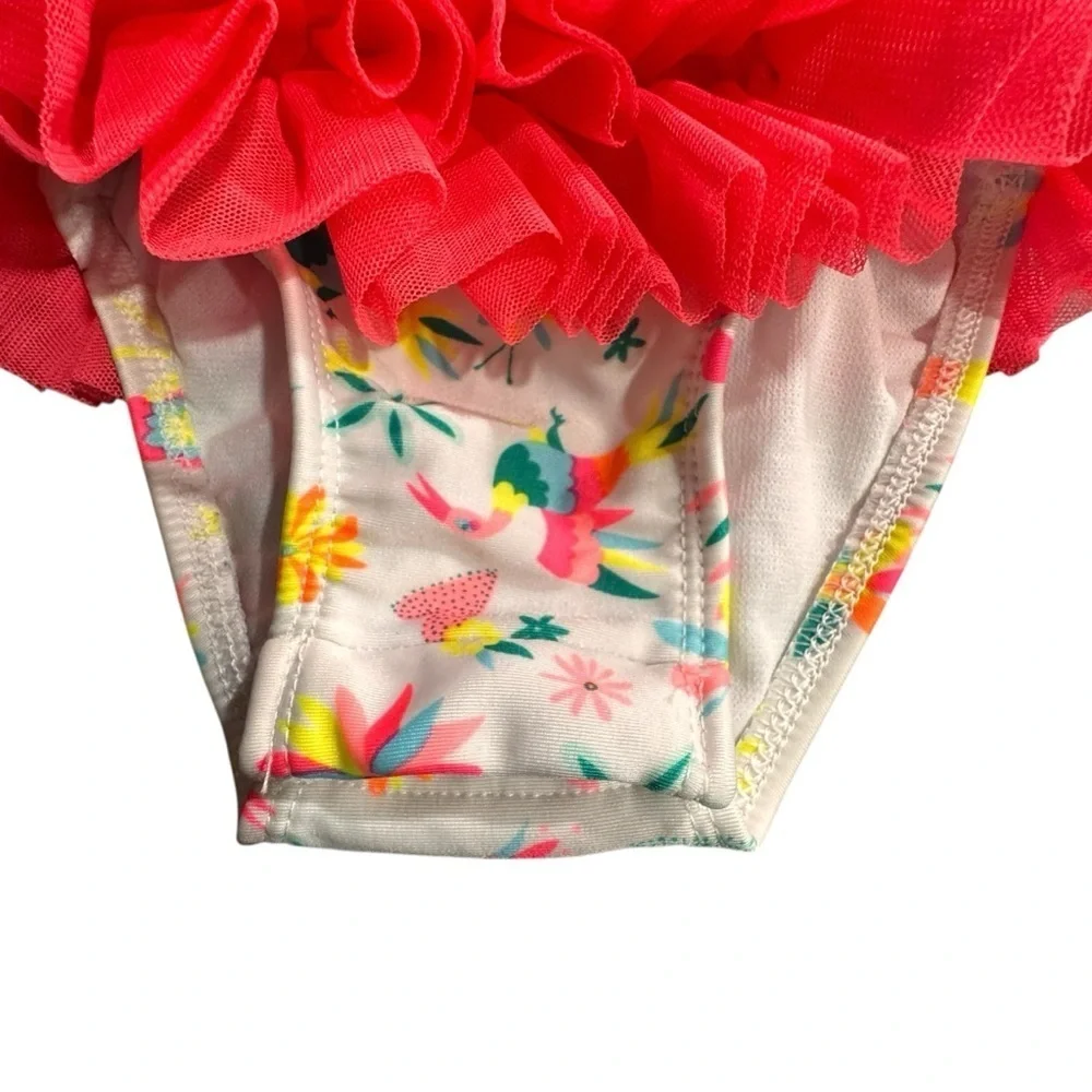 Cat & Jack Toddler Girls' Shapes One Piece Swimsuit, White Multicolor 12 Months
